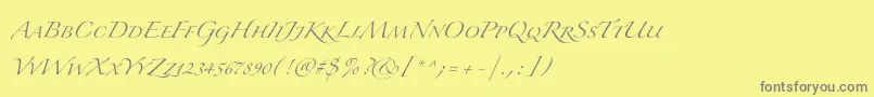 フォントZapfinoextraltSmallcaps – 黄色の背景に灰色の文字