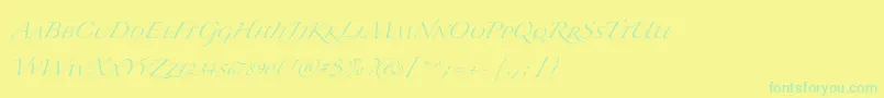 フォントZapfinoextraltSmallcaps – 黄色い背景に緑の文字