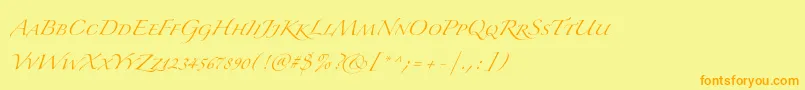 ZapfinoextraltSmallcaps Font – Orange Fonts on Yellow Background