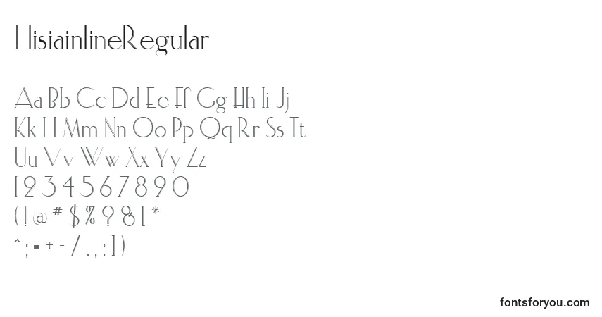 Czcionka ElisiainlineRegular – alfabet, cyfry, specjalne znaki