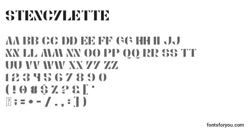 Stencylette Font – alphabet, numbers, special characters