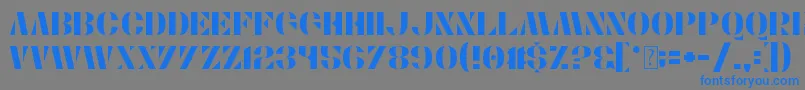 フォントStencylette – 灰色の背景に青い文字