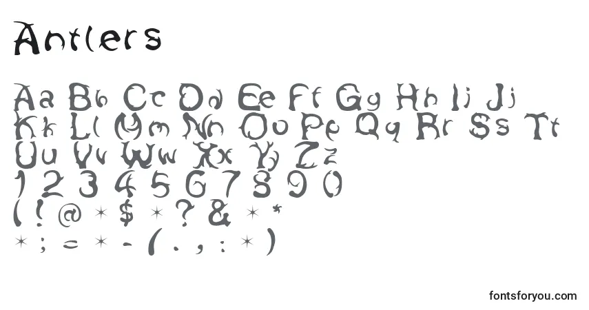 Schriftart Antlers – Alphabet, Zahlen, spezielle Symbole