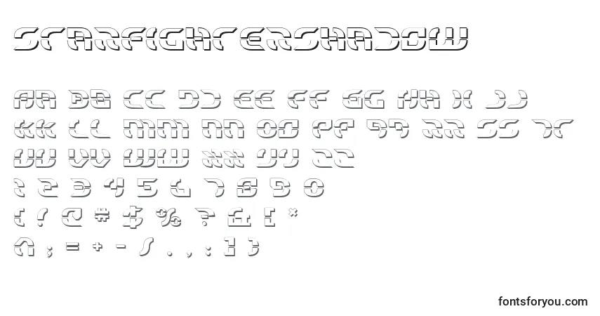 Шрифт StarfighterShadow – алфавит, цифры, специальные символы