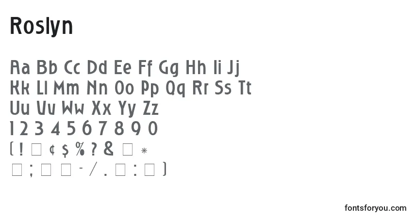 Шрифт Roslyn – алфавит, цифры, специальные символы