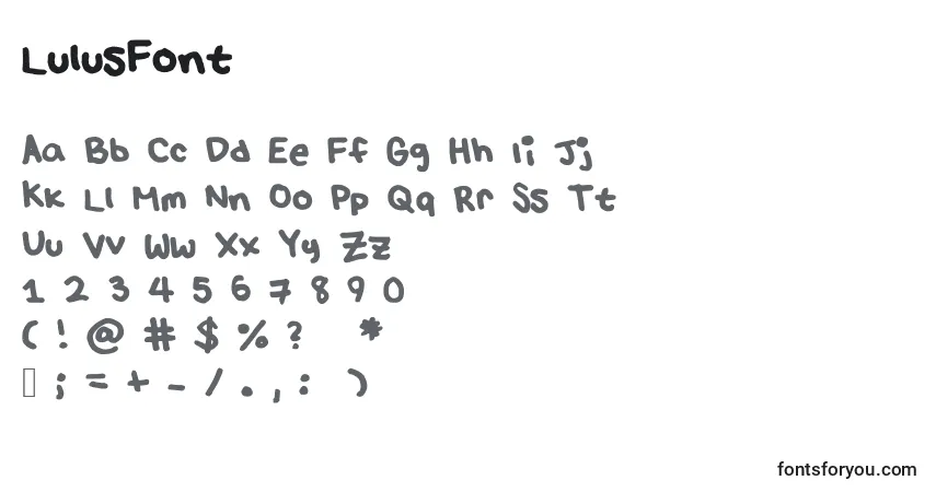 Czcionka LulusFont – alfabet, cyfry, specjalne znaki