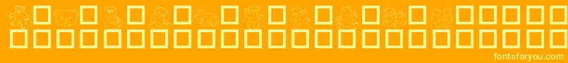 Teddydings1Dl-Schriftart – Gelbe Schriften auf orangefarbenem Hintergrund