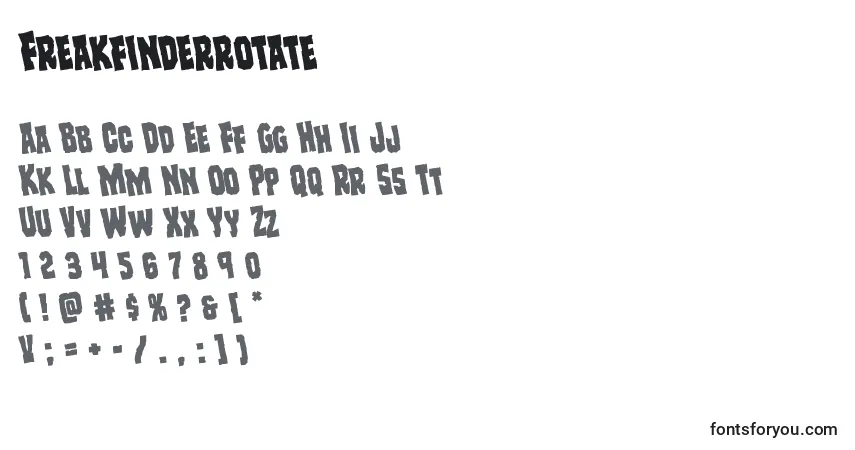 Шрифт Freakfinderrotate – алфавит, цифры, специальные символы