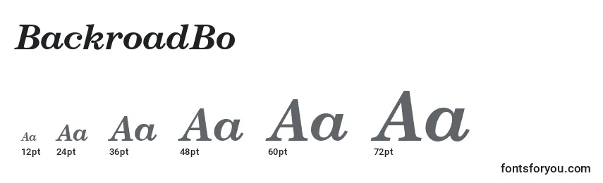 BackroadBoldItalic Font Sizes