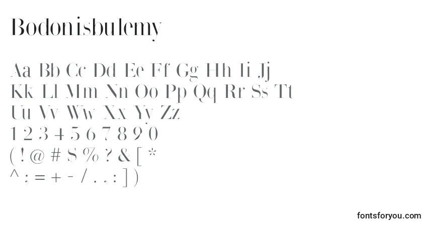 Schriftart Bodonisbulemy – Alphabet, Zahlen, spezielle Symbole