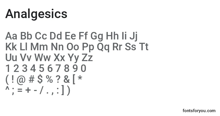 Schriftart Analgesics – Alphabet, Zahlen, spezielle Symbole