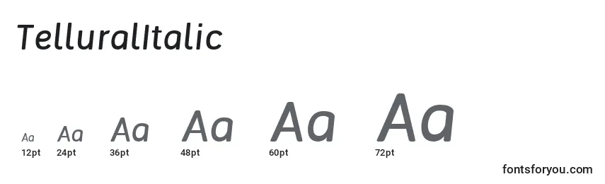 Размеры шрифта TelluralItalic