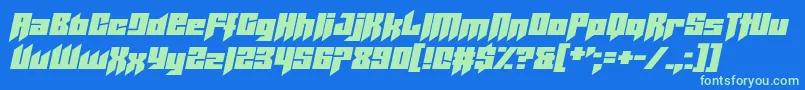 Helicopta Font – Green Fonts on Blue Background