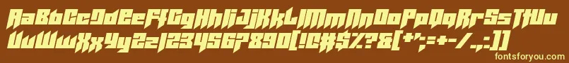 Helicopta-fontti – keltaiset fontit ruskealla taustalla