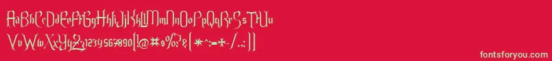 フォントEndoralt – 赤い背景に緑の文字