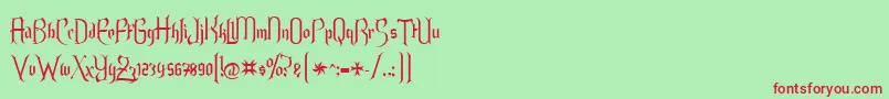 Endoralt Font – Red Fonts on Green Background