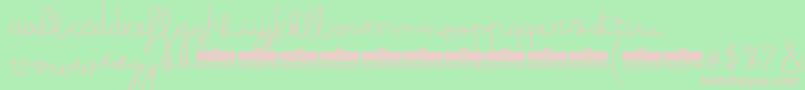 BimboFinetipTrial-fontti – vaaleanpunaiset fontit vihreällä taustalla