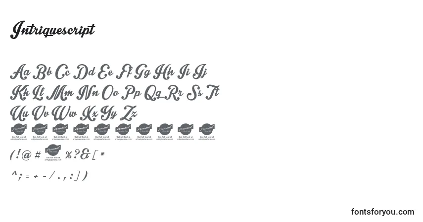 Schriftart Intriquescript – Alphabet, Zahlen, spezielle Symbole