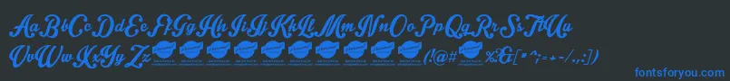 フォントIntriquescript – 黒い背景に青い文字
