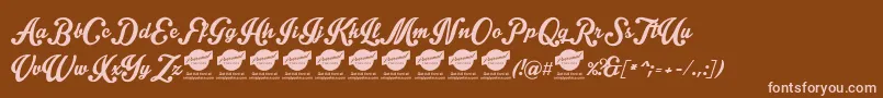 フォントIntriquescript – 茶色の背景にピンクのフォント