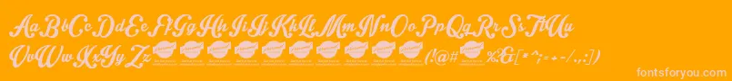 フォントIntriquescript – オレンジの背景にピンクのフォント