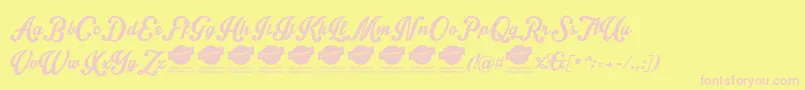 Intriquescript-Schriftart – Rosa Schriften auf gelbem Hintergrund