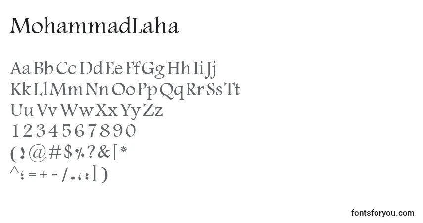A fonte MohammadLaha – alfabeto, números, caracteres especiais