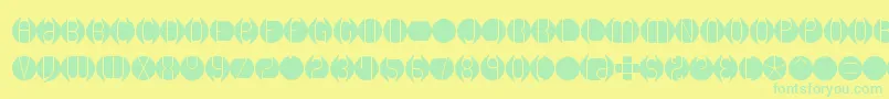 Dblayer1-Schriftart – Grüne Schriften auf gelbem Hintergrund