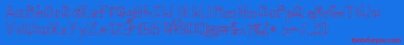 KubosOrigami-Schriftart – Rote Schriften auf blauem Hintergrund