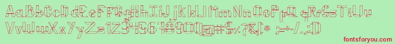 フォントKubosOrigami – 赤い文字の緑の背景