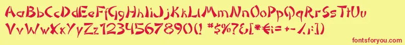 フォントDomoaregatoNormal – 赤い文字の黄色い背景