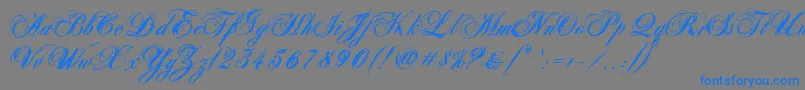 AntonellaScriptXBold-Schriftart – Blaue Schriften auf grauem Hintergrund