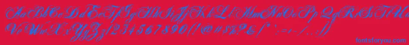 AntonellaScriptXBold-Schriftart – Blaue Schriften auf rotem Hintergrund