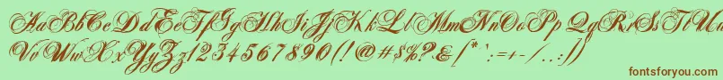AntonellaScriptXBold-fontti – ruskeat fontit vihreällä taustalla