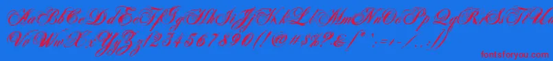 AntonellaScriptXBold Font – Red Fonts on Blue Background