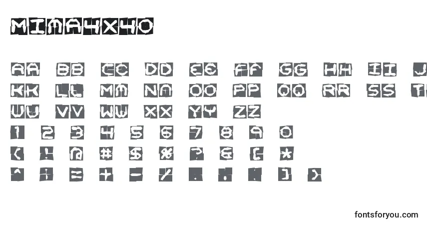 Czcionka Mima4x4o – alfabet, cyfry, specjalne znaki