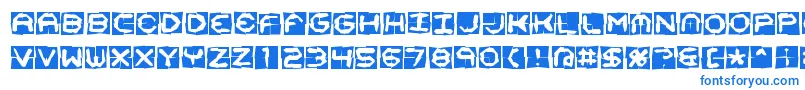 Mima4x4o-Schriftart – Blaue Schriften auf weißem Hintergrund