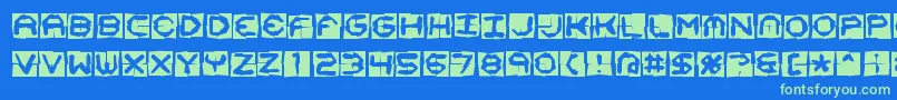 Mima4x4o Font – Green Fonts on Blue Background