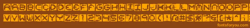 Mima4x4o-Schriftart – Orangefarbene Schriften auf braunem Hintergrund