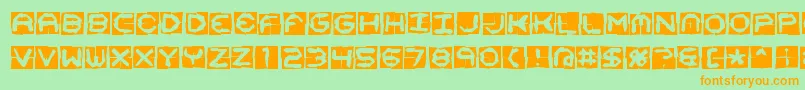 Mima4x4o-Schriftart – Orangefarbene Schriften auf grünem Hintergrund