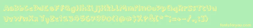 フォントPfamateurShadow – 黄色の文字が緑の背景にあります