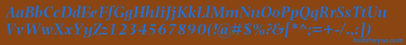 PhotinamtstdSemibolditalic Font – Blue Fonts on Brown Background