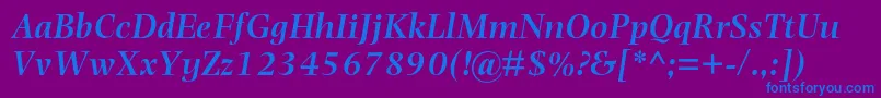 PhotinamtstdSemibolditalic Font – Blue Fonts on Purple Background