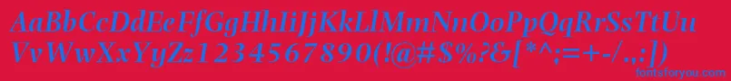 PhotinamtstdSemibolditalic Font – Blue Fonts on Red Background