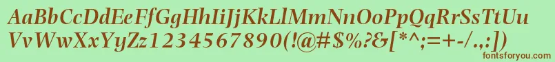 PhotinamtstdSemibolditalic Font – Brown Fonts on Green Background