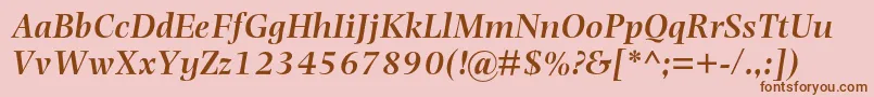 PhotinamtstdSemibolditalic Font – Brown Fonts on Pink Background