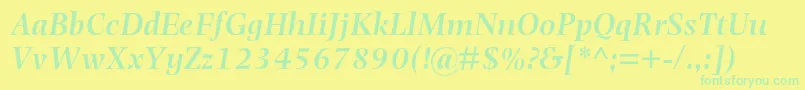 PhotinamtstdSemibolditalic Font – Green Fonts on Yellow Background