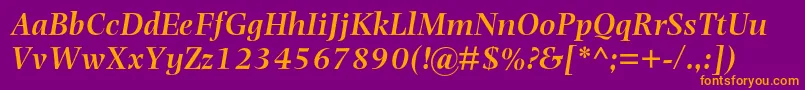 PhotinamtstdSemibolditalic Font – Orange Fonts on Purple Background