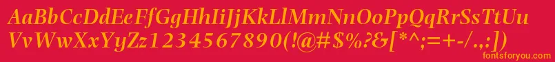 フォントPhotinamtstdSemibolditalic – 赤い背景にオレンジの文字