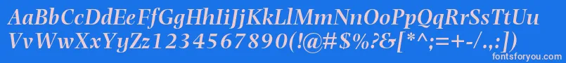 PhotinamtstdSemibolditalic Font – Pink Fonts on Blue Background